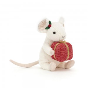 Peluche Jellycat Merry Mouse Present,18cm x 9cm x 7cm Branco | Portugal LUSIG-1408
