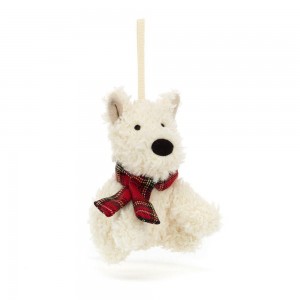 Peluche Jellycat Munro Scottie Dog Decoration,4.3in x 2.4in x 2.0in Branco | Portugal NYAXJ-7240