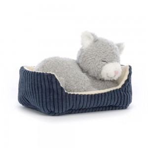 Peluche Jellycat Napping Nipper Cat,10cm x 15cm x 12cm Cinzentas | Portugal UILRV-6307