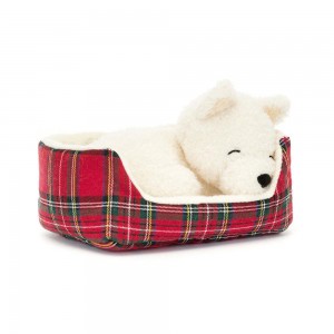 Peluche Jellycat Napping Nipper Westie,10cm x 15cm x 12cm Branco | Portugal TFMEL-9512