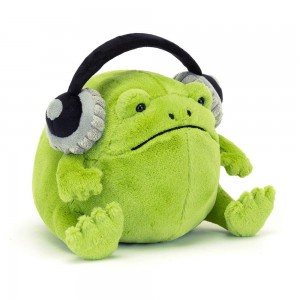 Peluche Jellycat Ricky Rain Frog Headphones,15cm x 16cm x 18cm Verdes | Portugal ZRTGJ-2731