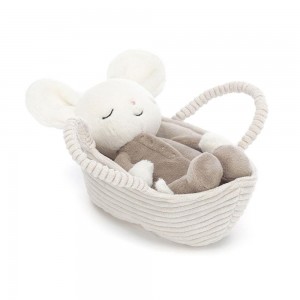 Peluche Jellycat Rock-a-Bye Mouse,12cm x 9cm x 20cm Branco | Portugal OSDHQ-4875