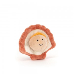 Peluche Jellycat Sensational Seafood Scallop,9cm x 11cm x 4cm Marrom | Portugal EBUYF-0859