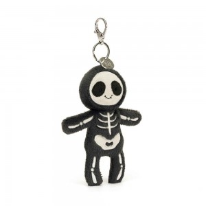 Porta-Chaves Jellycat Skeleton Bob,20cm x 11cm x 2cm Pretas | Portugal VFLMW-9645