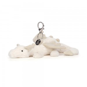 Porta-Chaves Jellycat Snow Dragon,12cm x 8cm x 22cm Branco | Portugal FRPHE-6025