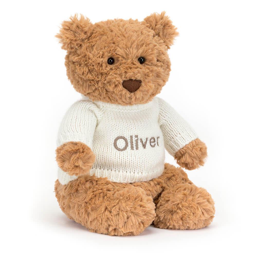 Bebé Jellycat Bartholomew Bear with Cream Jumper,26cm x 12cm x 8cm Marrom | Portugal  FYXQU-9260