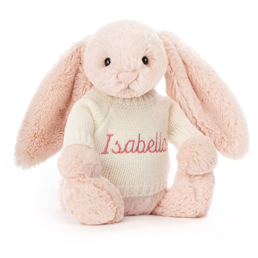 Bebé Jellycat Bashful Blush Coelhinha with Cream Jumper,31cm x 12cm x 9cm Rosa | Portugal  DYSIP-3240
