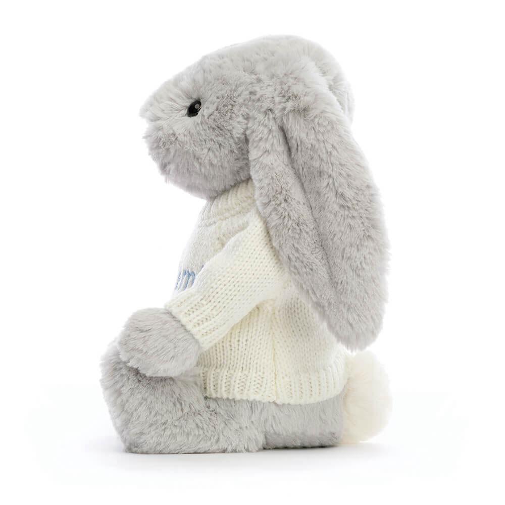 Bebé Jellycat Bashful Coelhinha with Cream Jumper,31cm x 12cm x 9cm Cinzentas | Portugal  IKCFB-1589