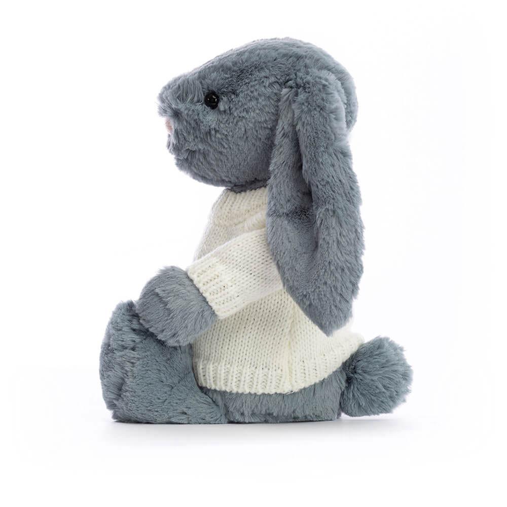 Bebé Jellycat Bashful Dusky Coelhinha with Cream Jumper,31cm x 12cm x 9cm Azuis | Portugal  VOUFK-7053