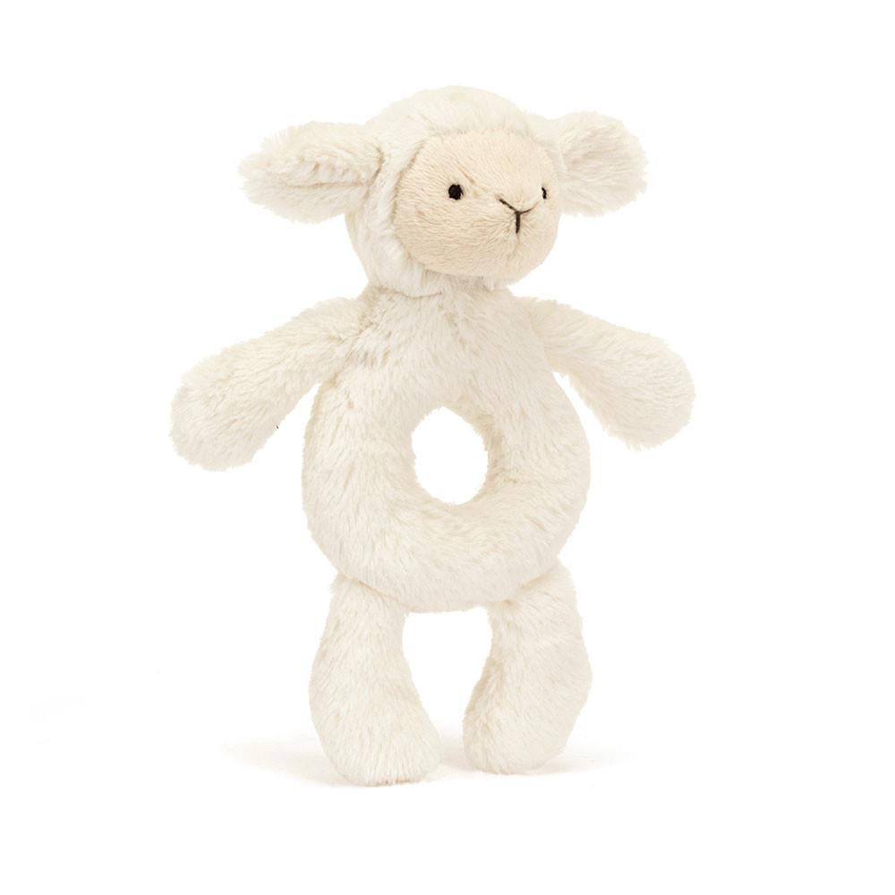 Bebé Jellycat Bashful Lamb Ring Rattle,18cm x 8cm x 2cm Branco | Portugal  WEXMQ-6150