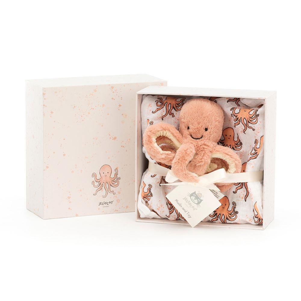 Bebé Jellycat Odell Octopus Gift Set,18cm x 18cm x 8cm Laranja | Portugal  MXLYK-8209