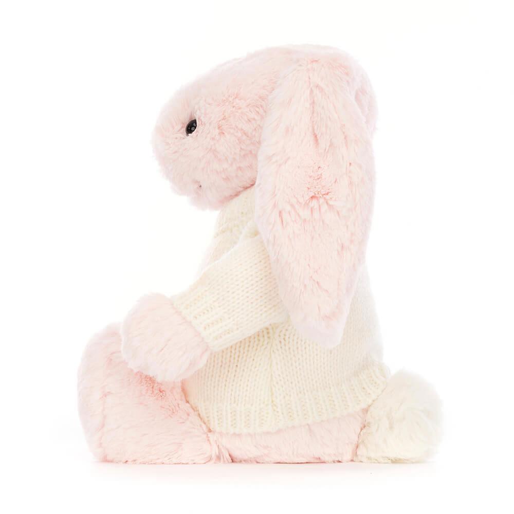 Camisolas Jellycat Bashful Coelhinha with Cream Jumper,31cm x 12cm x 9cm Rosa | Portugal  DSWNG-1790