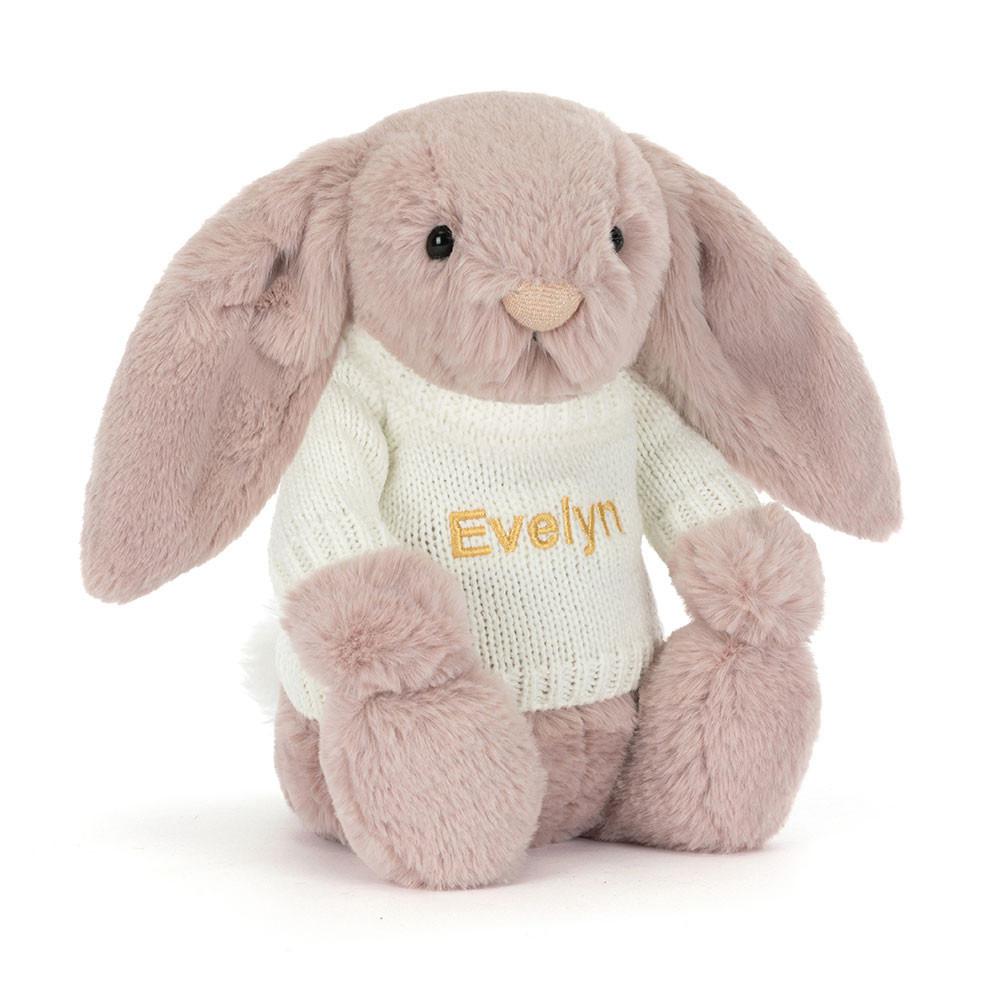 Camisolas Jellycat Bashful Luxe Coelhinha with Cream Jumper,31cm x 12cm x 9cm Rosa | Portugal  CRVEG-2736