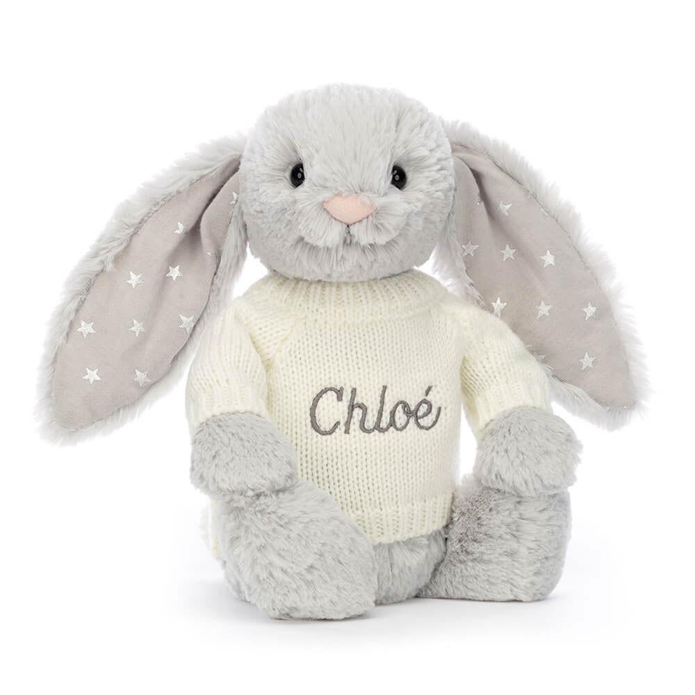 Camisolas Jellycat Bashful Shimmer Coelhinha with Cream Jumper,31cm x 12cm x 9cm Cinzentas | Portugal  GJSTM-1693