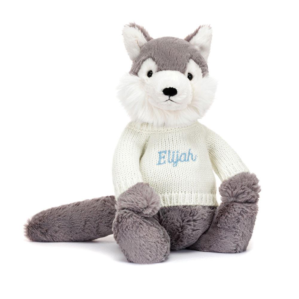 Camisolas Jellycat Bashful Wolf with Cream Jumper,31cm x 12cm x 9cm Cinzentas | Portugal  EAJQZ-8621