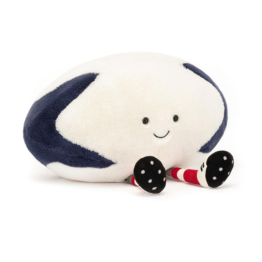 Peluche Jellycat Amuseables Rugby Ball,18cm x 29cm x 13cm Branco | Portugal  SFANH-2730
