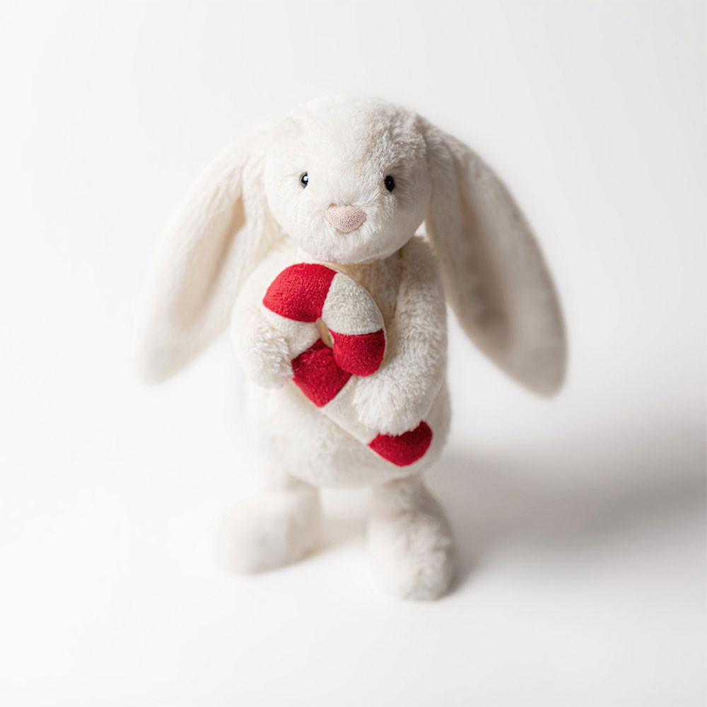 Peluche Jellycat Bashful Coelhinha with Candy Cane,7.1in x 3.5in x 3.1in Branco | Portugal  KXIHE-7210
