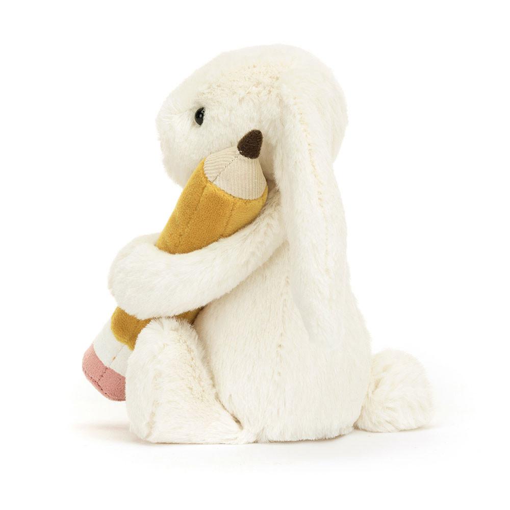Peluche Jellycat Bashful Coelhinha with Pencil,7.1in x 3.5in x 3.1in Branco | Portugal  WKMNT-6403