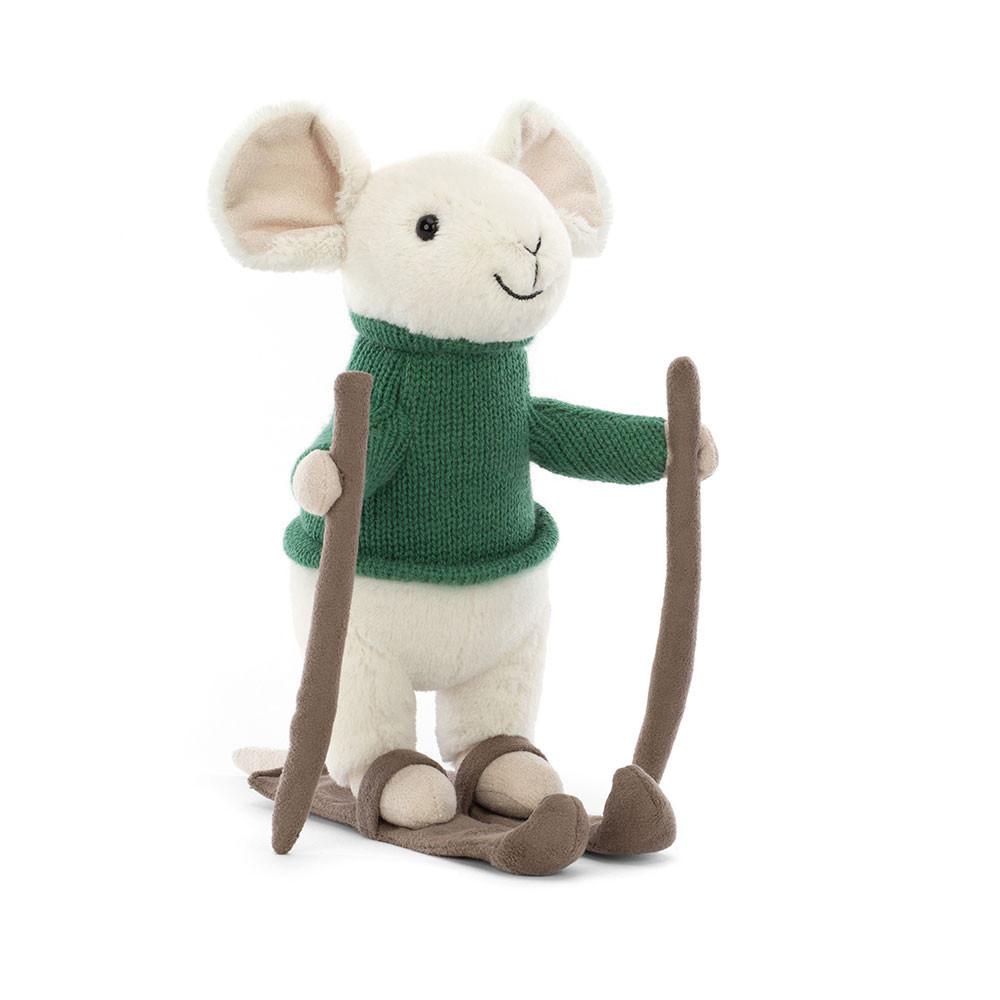 Peluche Jellycat Merry Mouse Skiing,19cm x 8cm x 15cm Branco | Portugal  EQKPC-6210